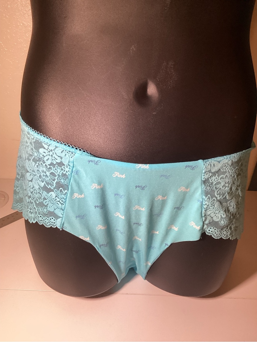 PINK Victoria's Secret Teal Lace Hipster Brief